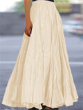 Women's Solid Color Texture Big Hem Pleated A-Line Skirt