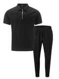 Men's Holiday Short Sleeve Lapel Shirt + Sweatpants Sets