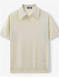 Male's Summer Casual Cool Solid Color Hollow Short Sleeve Knitted Shirts