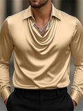 Men's Long Sleeved Cowl Collar Sexy Satin Shirts