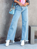 Ladies Vogue Spring Summer Raw Hem Fringe Jeans