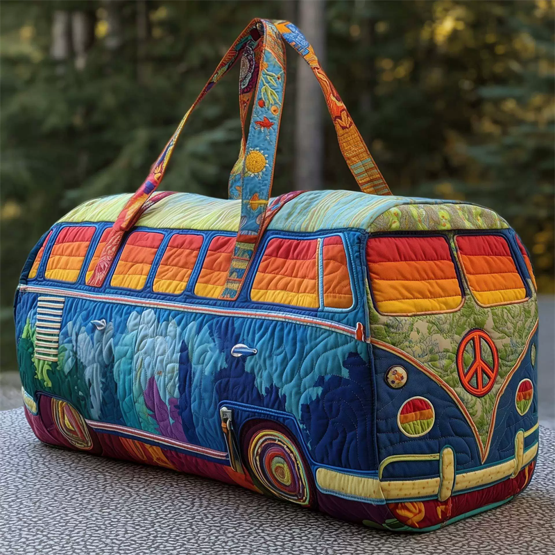 Hippie Van Forest Night Quilted Duffle Bag