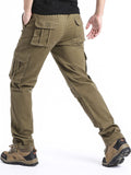 Men's Casual Solid Color Cotton Autumn Cargo Trousers