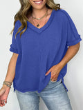 Women's Solid Color Pullover Split Patchwork T-Shirts