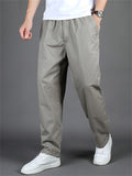 Simple Casual Slim Fit Casual Elastic Waist Cargo Trousers for Men