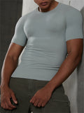 Men's Solid Color Seamless Quick-dry Sporty Short Sleeve Shirts
