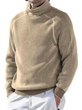 Men's Fashion High Neck Long Sleeve Ribbed Knit Tops