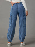 Women's Trendy High Waist Multi-Pocket Cargo Jeans