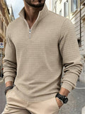 Men's Autumn Casual Long Sleeve Waffle Weave Zip Neck Top