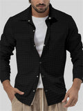 Men's Casual Checked Lapel Button Up Slim Fit Shirt