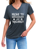 Women's Letters Print V Neck Short Sleeve Shirts