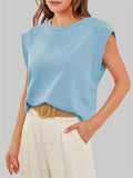 Female Casual Oversized Round Neck Sleeveless Shirt