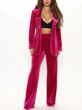 ‌Womens Autumn Sexy Single Breasted Velvet Casual Blazer Suit Set‌
