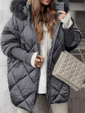 Women's Winter Casual Solid Color Hooded Zip Up Coat