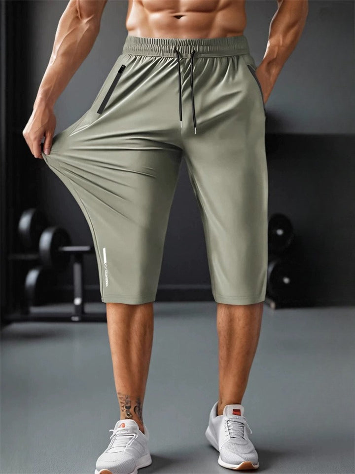 Men's Summer Ice Silk Drawstring Quick Dry Sports Bermuda Shorts