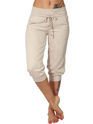 Female Mid-Rise Drawstring All Match Cropped Pants