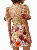 Women's Colourful Flower V Neck Bodycorn Mini Dress