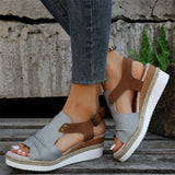 Summer Open Toe Buckle Wedge Sandals for Women
