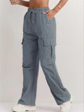 Women's Solid Color Quick-Dry Pockets Elastic Waist Cargo Pants