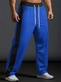 Men's Side Striped Mid-waist Loose Fit Drawstring Sport Trousers