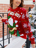 Women's Autumn Santa Claus 3D Pattern Round Neck Long Sleeve Sweaters