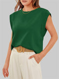 Female Casual Oversized Round Neck Sleeveless Shirt