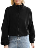 Women's Sports Style Stand Collar Zipper Short Sweatshirt