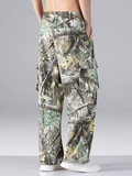 Men's Plus Size Loose Fit Elalstic Waist Forest Camo Cargo Pants