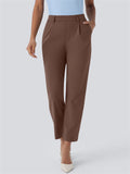 Women's Solid Color Casual Straight Cropped Suit Pants