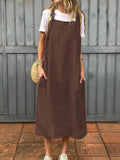 Women's Solid Color Casual Adjustable Shoulder Strap Dress