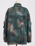 Women's Loose Gradient Patchwork Pockets Cargo Jacket
