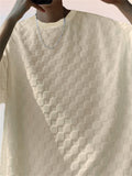 Loose Sporty Short Sleeve Jacquard Plaid Outfits for Men