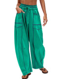 Women's Autumn Trendy Contrast Trim Drawstring Scimitar Pants