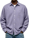 Men's Casual Fall Winter Waffle Weave Long Sleeve Button-Up Shirts