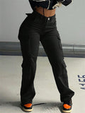 Women's High-Waist Cargo Pants with Multi-Pockets