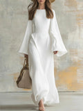 Women's Textured Bell Sleeve Maxi Dress Elegant Party Gown
