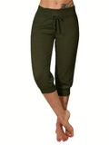 Female Mid-Rise Drawstring All Match Cropped Pants