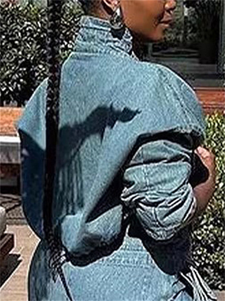 Women's High Waist Distressed Cropped Cargo Denim Top