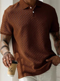 Men's Woven Print Casual Summer Short Sleeve Polo Shirts