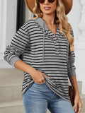 Women's Casual Autumn Contrast Color Striped Long Sleeve Hoodie