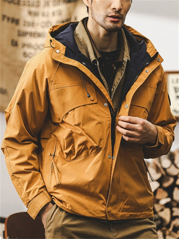 Men's Retro Long Sleeve Loose Hooded Outdoor Jacket