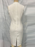 Women's Elegant Summer White Solid Color V Neck Sleeveless Slim Fit Dress