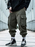 Men's Hip Hop Style Cargo Joggers Trousers with Flap Pockets