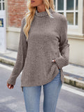 Women's Striped Texture High Neck Slim Fit Shirt