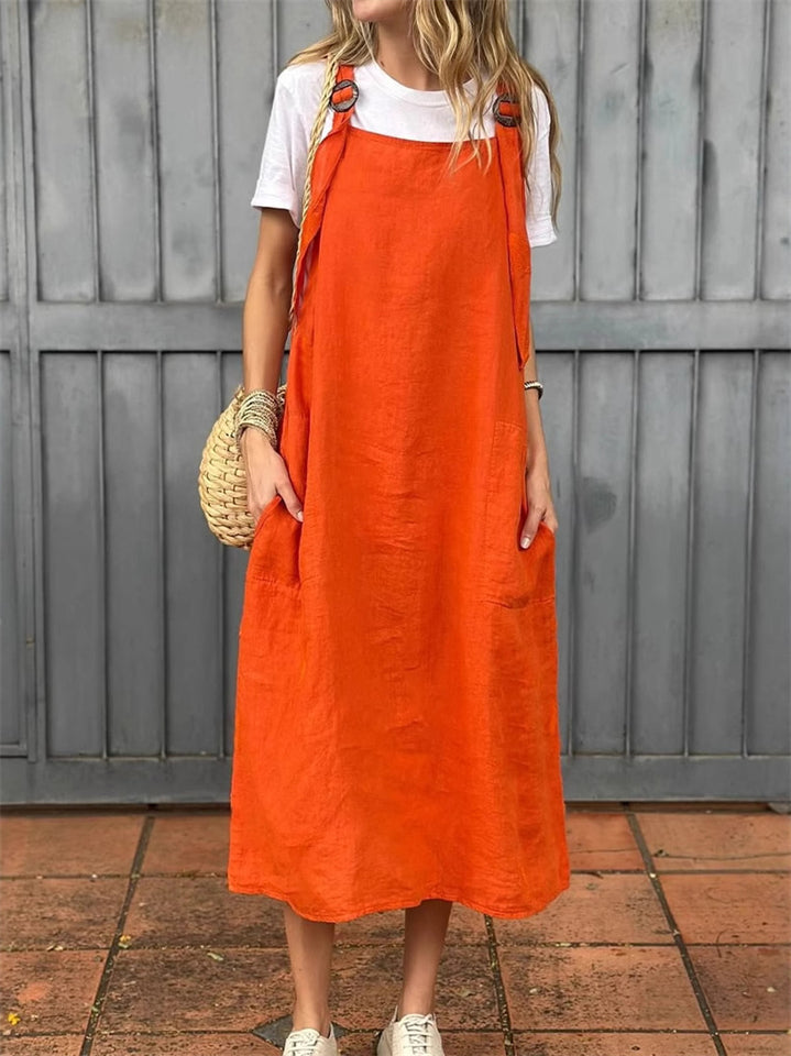 Women's Solid Color Casual Adjustable Shoulder Strap Dress