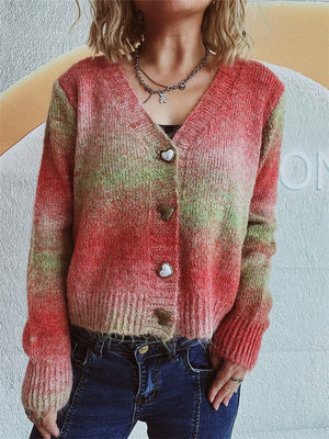 Women's Gradient Color Long Sleeve Cardigan Sweaters
