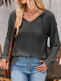Women's Solid Color Stripe Casual Knitted Hoodie