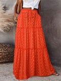 Boho Style Female Layered Paisley Printed Skirt with Pockets