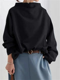 Women's Autumn Loose Semi-high Neck Long Sleeved Top