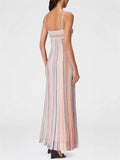 Women's Retro Elegant Contrast Color Stripe Strap Dress